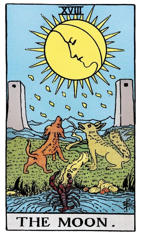 The Moon, Rider–Waite–Smith deck
