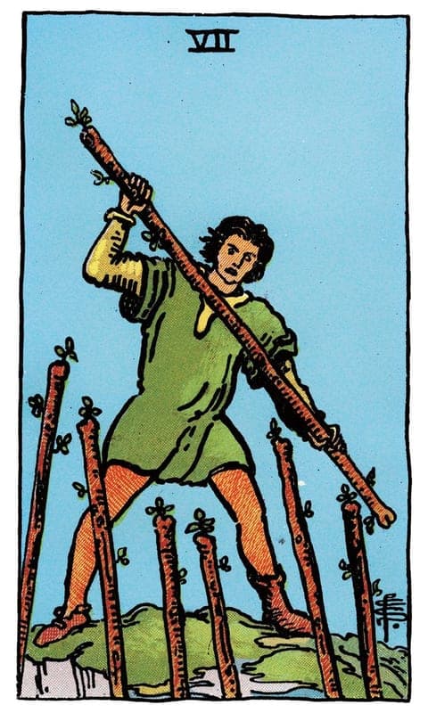 Seven of Wands, Rider–Waite–Smith deck