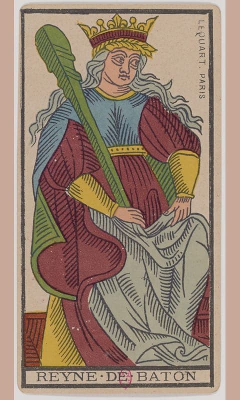 Queen of Wands, Tarot de Marseille deck