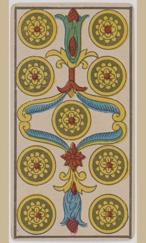 Nine of Pentacles, Tarot de Marseille deck