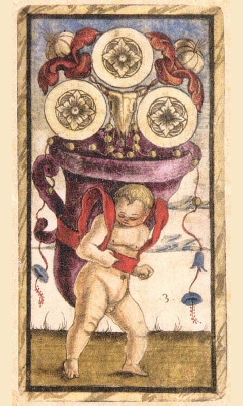 Three of Pentacles, Sola Busca deck