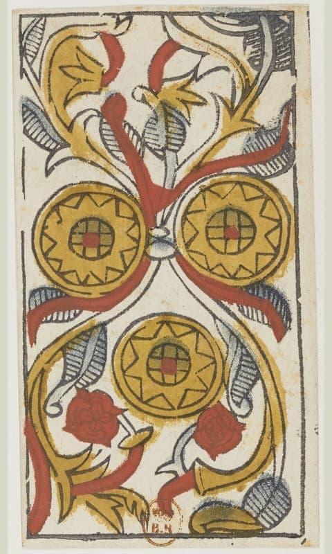 Three of Pentacles, Tarot de Viéville deck