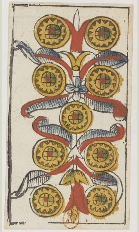 Nine of Pentacles, Tarot de Viéville deck