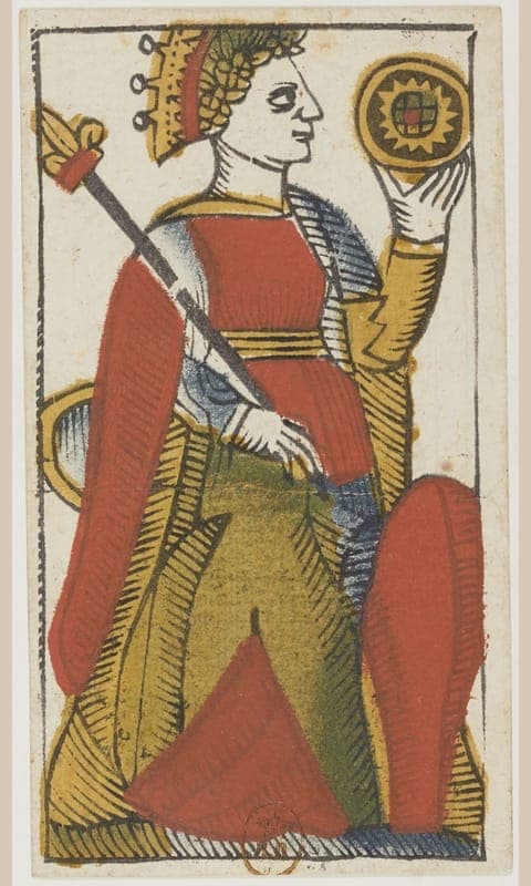 Queen of Pentacles, Tarot de Viéville deck