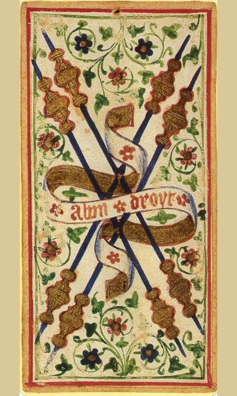Four of Wands, Visconti-Sforza deck