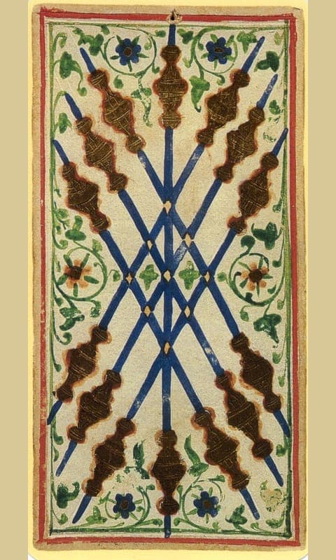 Seven of Wands, Visconti-Sforza deck