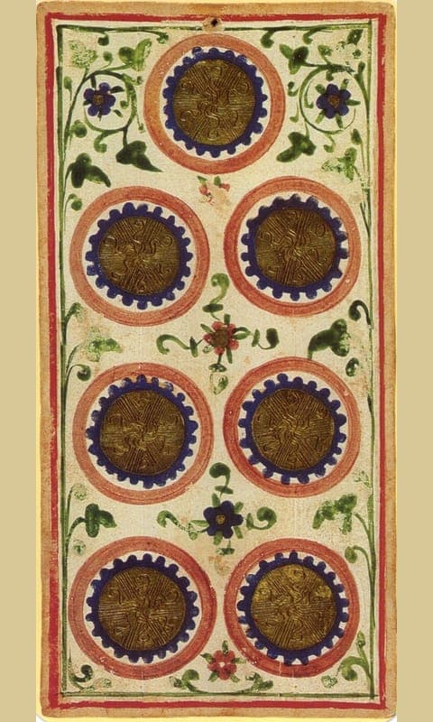 Seven of Pentacles, Visconti-Sforza deck
