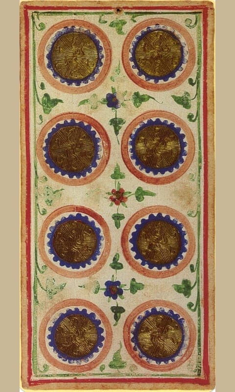 Eight of Pentacles, Visconti-Sforza deck