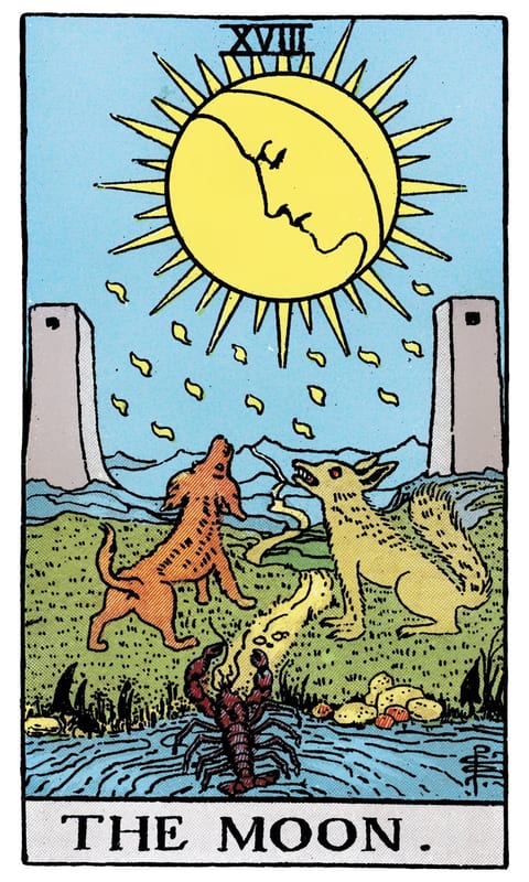 The Moon, Rider–Waite–Smith deck