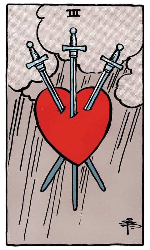 Three of Swords, Rider–Waite–Smith deck