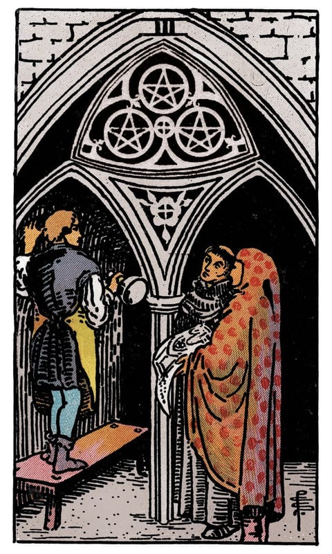 Three of Pentacles, Rider–Waite–Smith deck