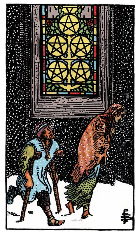 Five of Pentacles, Rider–Waite–Smith deck